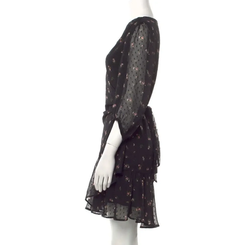 Allsaints black floral wrap dress - Picture 3 of 4